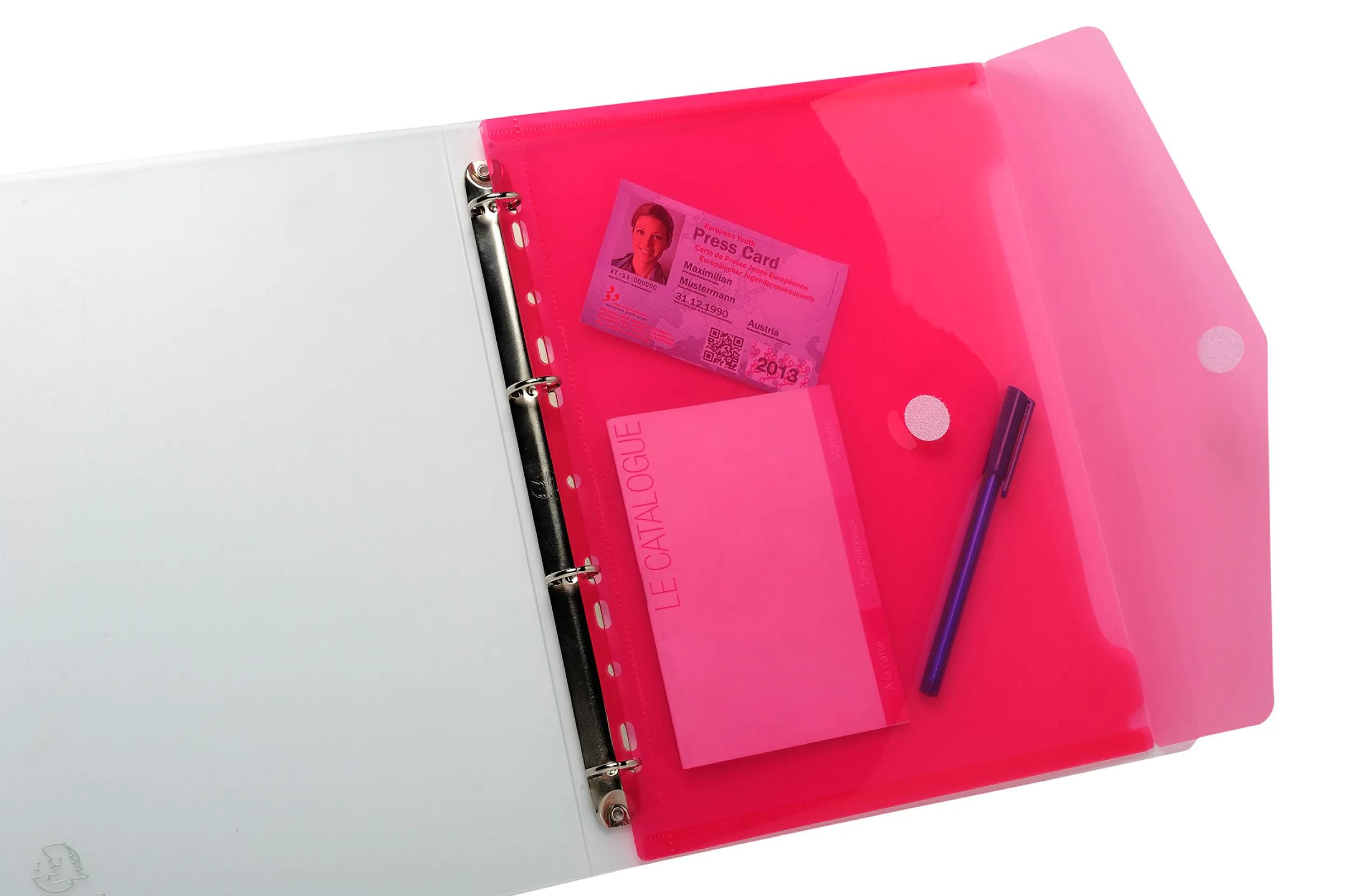 12 Enveloppes Budgétaires A7 Sans Zip En Polypropylène Rose - À Glisser Dans Un Classeur à 6 Anneaux - Pour Ranger Billets, Tickets, Cartes - Poches Doubles - 9