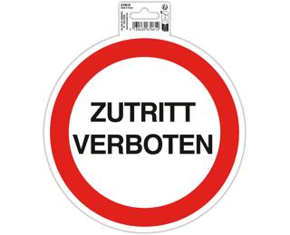 Hinweisschild selbstklebend, Zutritt verboten, 20 cm, PVC