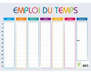 Emploi du temps Multicolore 29,5 x 22 cm - Visuel