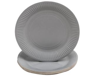20 round cardboard plates, Ø 23 cm - Grey