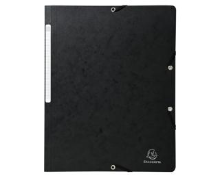 Elasticated folder without flap 355gsm hard glazed mottled premium pressboard - A4 size - Black
