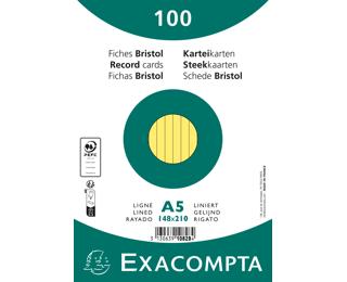 Pk100 Exa Rec Card 14.8x21cm Lined - Yellow