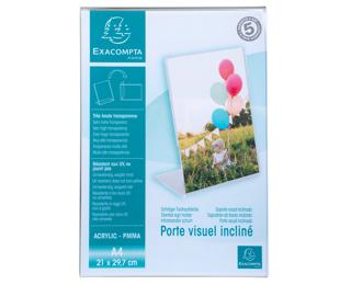 Schräger Tischaufsteller A4, Hochformat/Querformat, Exacryl