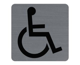 Piastra porta autoadesiva alluminio Disabili 7,5x7,5 cm - Grigio
