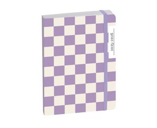 Agenda Forum Damier 12 x 17 cm Journalier Août 2025 à Juillet 2026 - Lilas
