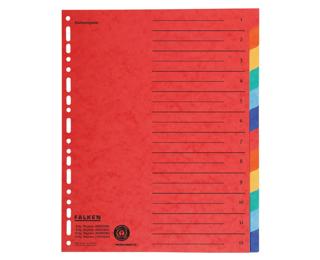 Register Karton, 24,0 x 29,7cm, 230g/m2 Manila-RC-Krt., 12-teilig - Farben sortiert