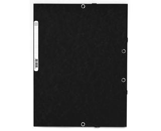 3-flap folder with elastic straps 355 gsm hard glazed mottled pressboard - A4 size - Black