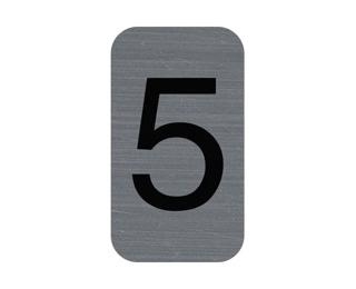 Plaque adhésive imitation Aluminium Chiffre 5 2,5x4,4 cm - Gris