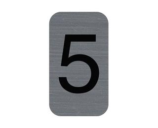 Hinweisschild selbstklebend, Aluminiumoptik, Ziffer 5 - 2,5x4 ,4 cm
