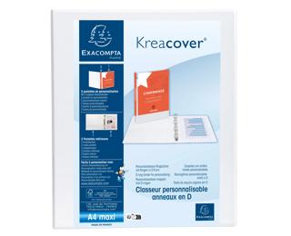Classeur personnalisable rigide 2 poches KreaCover - 4 anneaux en D 30mm - A4 maxi 
