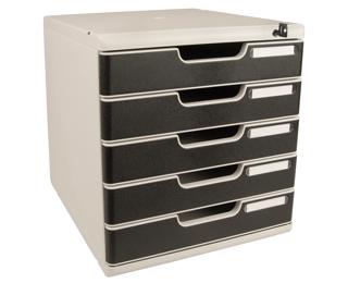 Module de classement Modulo Office A4 5 tiroirs fermables à clé - Noir