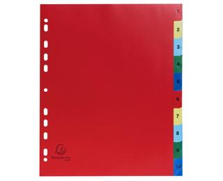 Divisori numerici 10 tasti 1-10 polipropilene colori A4 120 micron - A4 maxi A4 - Colori vivaci assortiti