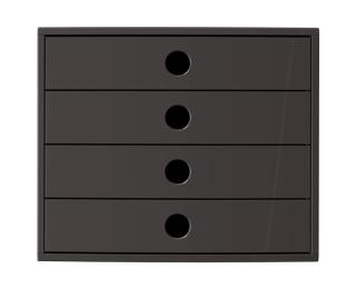 FILIBOX, Schubladenbox mit 4 Schubladen, DIN A4+, ECOBlack - Schwarz