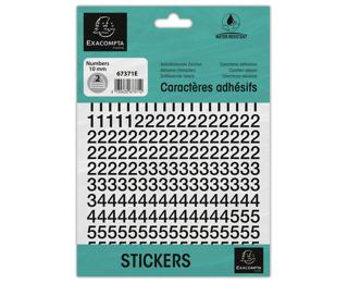 Pack of adhesive numbers 0-9 Black 10 mm - Black