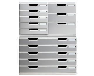 Schubladenbox MODULO A3, 5 geschlossene Laden - Steingrau