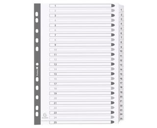 Register A4 Karton 25tlg 1-25 weiss - Blanc