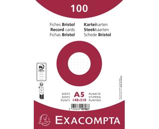 Exacompta record Cards 148x210mm, 205gsm, Dot - White
