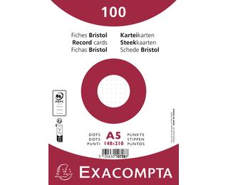 Paquet 100 fiches sous film - bristol dots non perforé - 148x210mm 