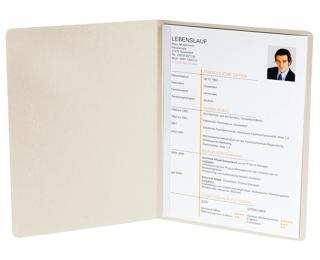 Bewerbungsmappe aus Colorspan-Karton 400g/qm mit Leinenoptik, Serie Success, 2-teilig mit 1 Klemmschiene, DIN A4 - Elfenbein