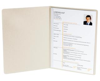 Bewerbungsmappe aus Colorspan-Karton 400g/qm mit Leinenoptik, Serie Success, 2-teilig mit 1 Klemmschiene, DIN A4 - Elfenbein