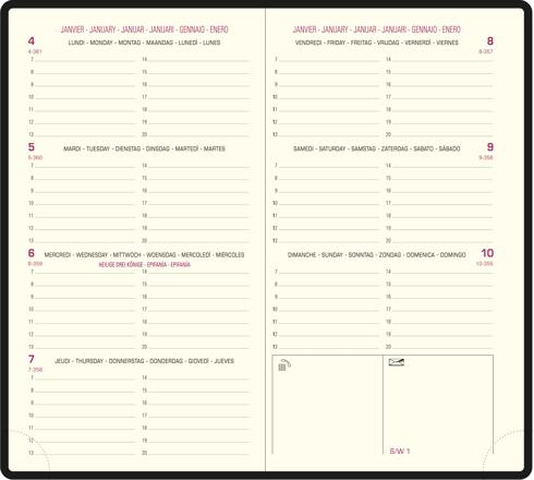 Exacompta 27472E - Agenda Semainier Espace 27 Barbara - 21 x 27 cm - Janvier à Décembre 2026 - Coloris aléatoire