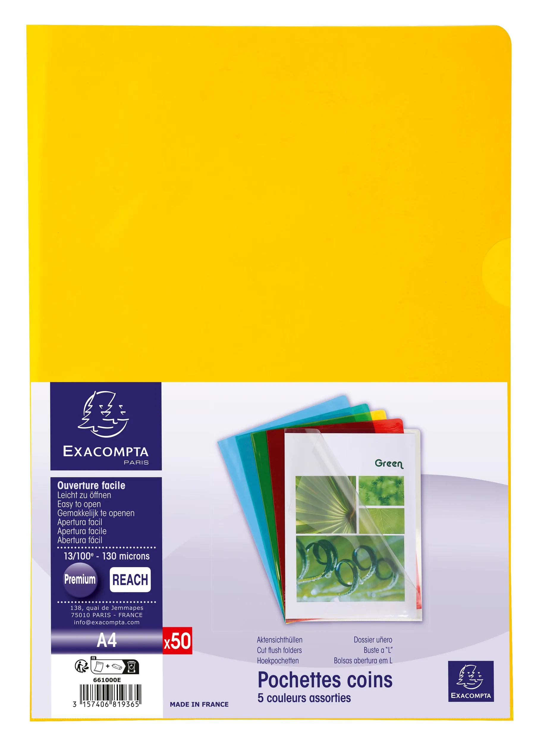 Boîte De 50 Pochettes Coins A4 En PVC Rigide 150µ - Protection Documents, Indéchirables, Avec Encoche - 5
