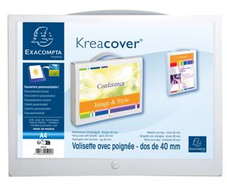 Kreacover Filing Case with Handle PP A4 40mm Spine - White