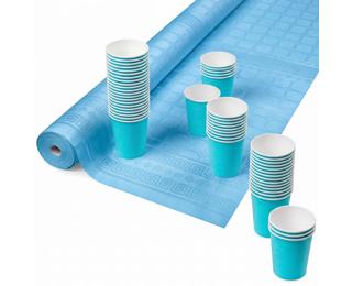 Nappe en rouleau papier damassé - 6x1,18m - Turquoise