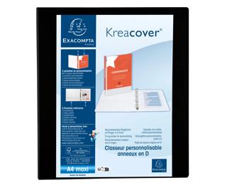 Classeur PP personnalisable Kreacover - 4 anneaux en D 40mm - A4 maxi - Noir