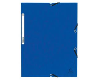 3-flap folder with elastic straps 355 gsm hard glazed mottled pressboard - A4 size - Blue