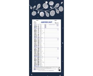 Calendrier mensuel avec feuillets détachables 15,5 x 28,5 cm sur carte illustrée Végétal 19 x 41 cm 2027 - Visuel aléatoire
