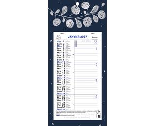Calendrier mensuel avec feuillets détachables 15,5 x 28,5 cm sur carte illustrée Végétal 19 x 41 cm 2027 - Visuel aléatoire