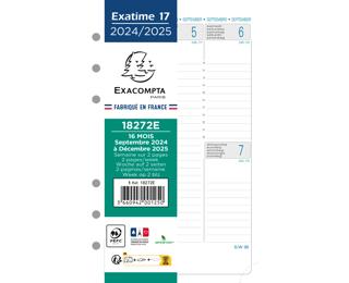 Recharge Exatime 17 10.5 x 17.2 cm Semainier Septembre 2024 à Décembre 2025 - 16 mois