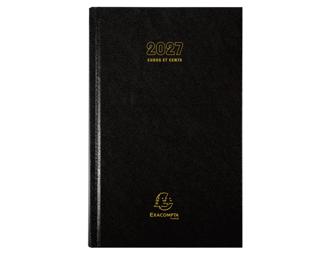 Agenda de bureau Carré Euro et cents 13,5 x 21 Journalier Janvier à Décembre 2027 - Noir