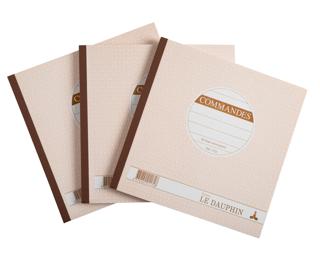 Lot de 3 manifolds COMMANDES - papier autocopiant - duplicata (1 original et 1 copie) - 50 feuilles - format 21 x 21 cm - couverture vernie - Avoine