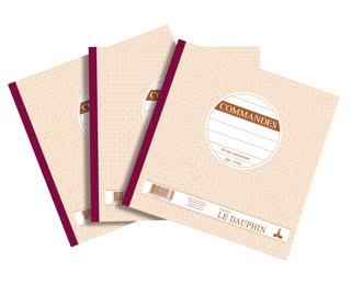 Lot de 3 manifolds COMMANDES - papier autocopiant - duplicata (1 original et 1 copie) - 50 feuilles - format 21 x 21 cm - couverture vernie 