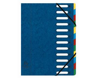 Cartella Harmonika con elastici e divisori, dorso estensibile, finestre ritagliate, 12 scomparti - A4 - Colori assortiti
