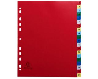 Intercalaires imprimés alphabétique PP couleurs 12/100e - 20 positions - A4+ - Assorties vives