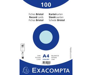 Paquet 100 fiches sous film - bristol uni non perforé 210x297mm - Bleu ciel