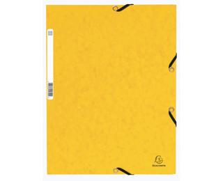3-flap folder with elastic straps 355 gsm hard glazed mottled pressboard - A4 size - Yellow