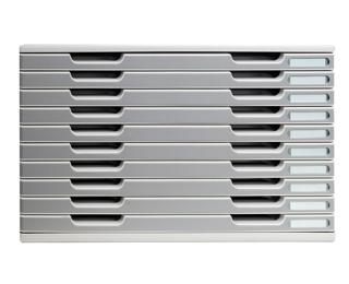 Schubladenbox MODULO A3, 10 geschlossene Laden - Steingrau
