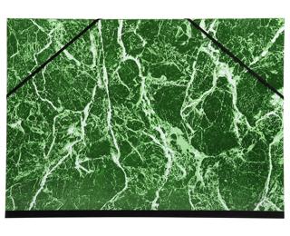 Carpetas de dibujo jaspeada barnizada con gomas elásticas - 32x45 cm para archivar A3 (29,7x35,3 cm) - Lomo de tela: 3 cm - Verde