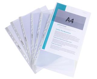 Sachet de 100 pochettes perforées polypropylène lisse Premium - A4 - Cristal