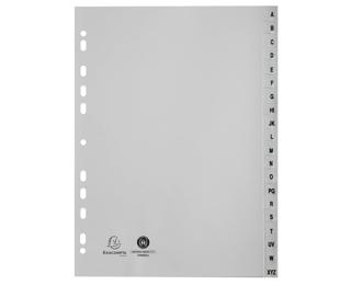 Tabbladen met bedrukte tabs in gerecycled PP - 20 tabs - A tot Z - A4 - Grijs