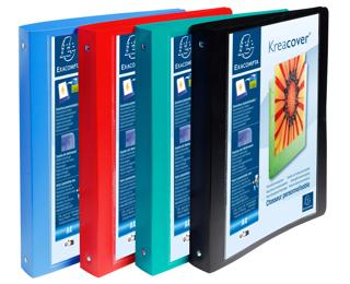 Mittelfestes Ringbuch aus blickdichtem PP 700µ, 4 Ringe 30mm, Rückenbreite 40mm, für DIN A4 Maxi, Kreacover - Farben sortiert