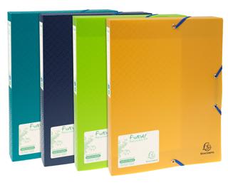 Archivbox mit Gummizugverschluss A4, Rückenbreite 40mm, Forever PP - Farben sortiert