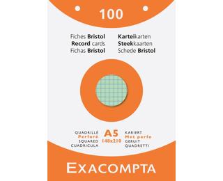 Étui de 100 fiches - bristol quadrillé 5x5 perforé 148x210mm 