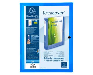 Boite de classement à pression Dos 40mm polypropylène chromaline 7/10e Krea Cover - Bleu