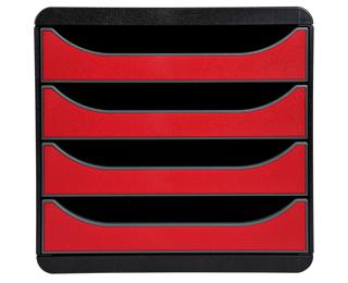 Módulo individual BIG-BOX para documentos A4 + con 4 cajones, ultra-rígido y con stop de seguridad y con stop de seguridad - IDERAMA - Rojo carmín