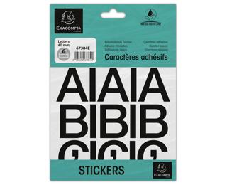 Pochette de lettres adhésives noires A-Z 40 mm - Noir